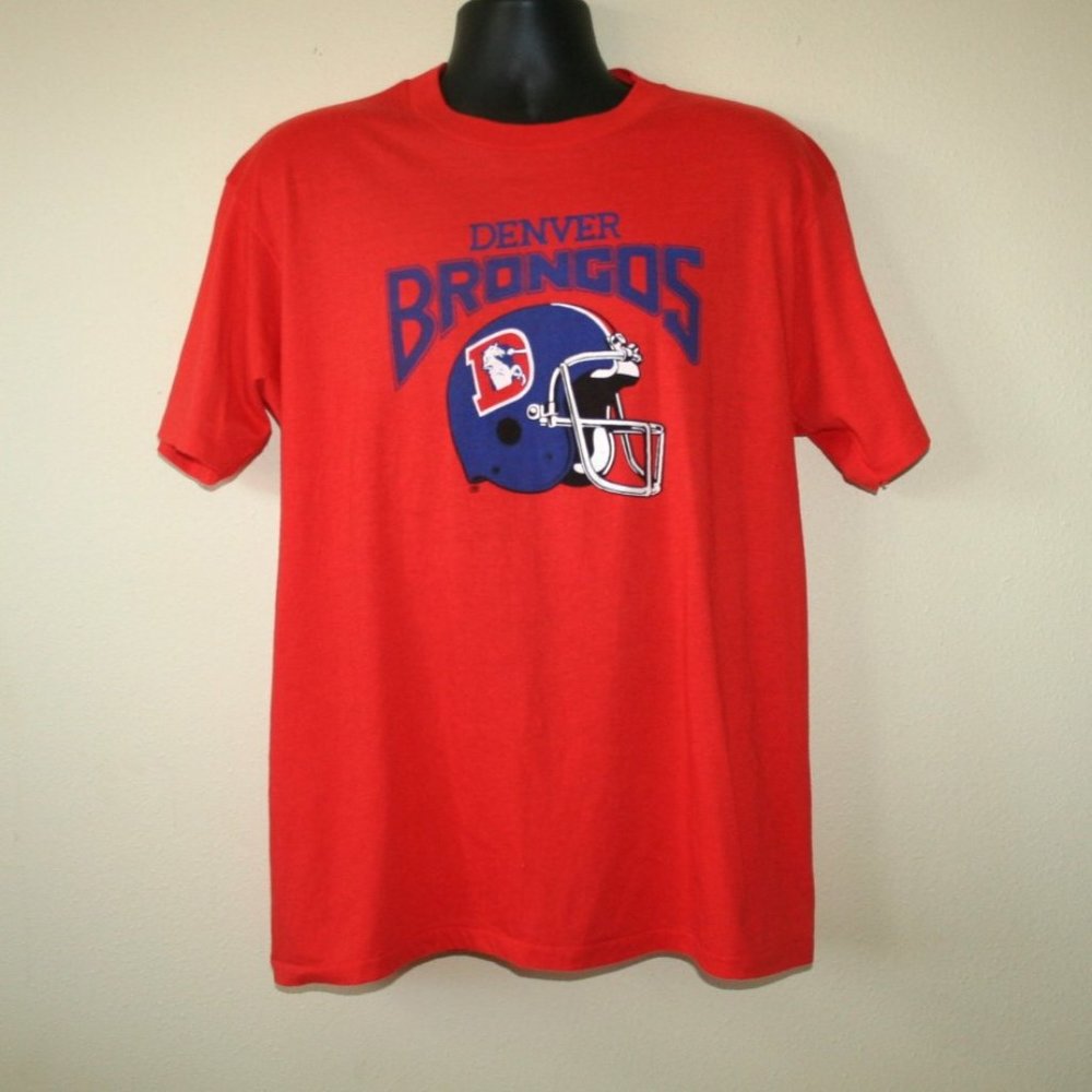 1980s Denver Broncos T Shirt USA Single Stitch Hanes 50/50 Size XL